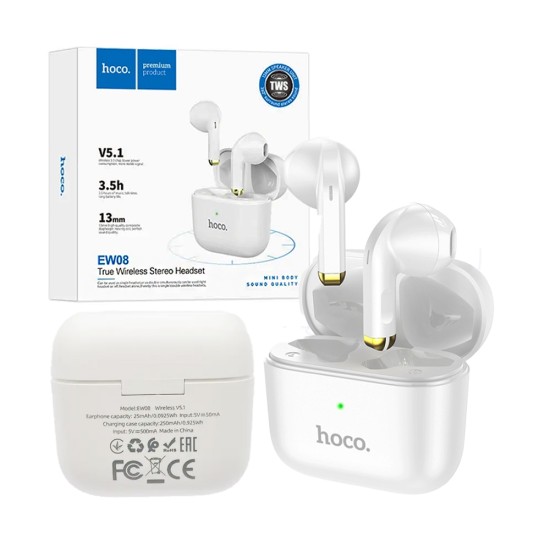 Hoco True Wireless Earbuds EW08 Studious Bluetooth V5.1 White